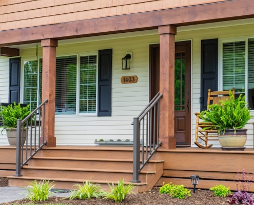 Side view of a Grottoes home front porch.